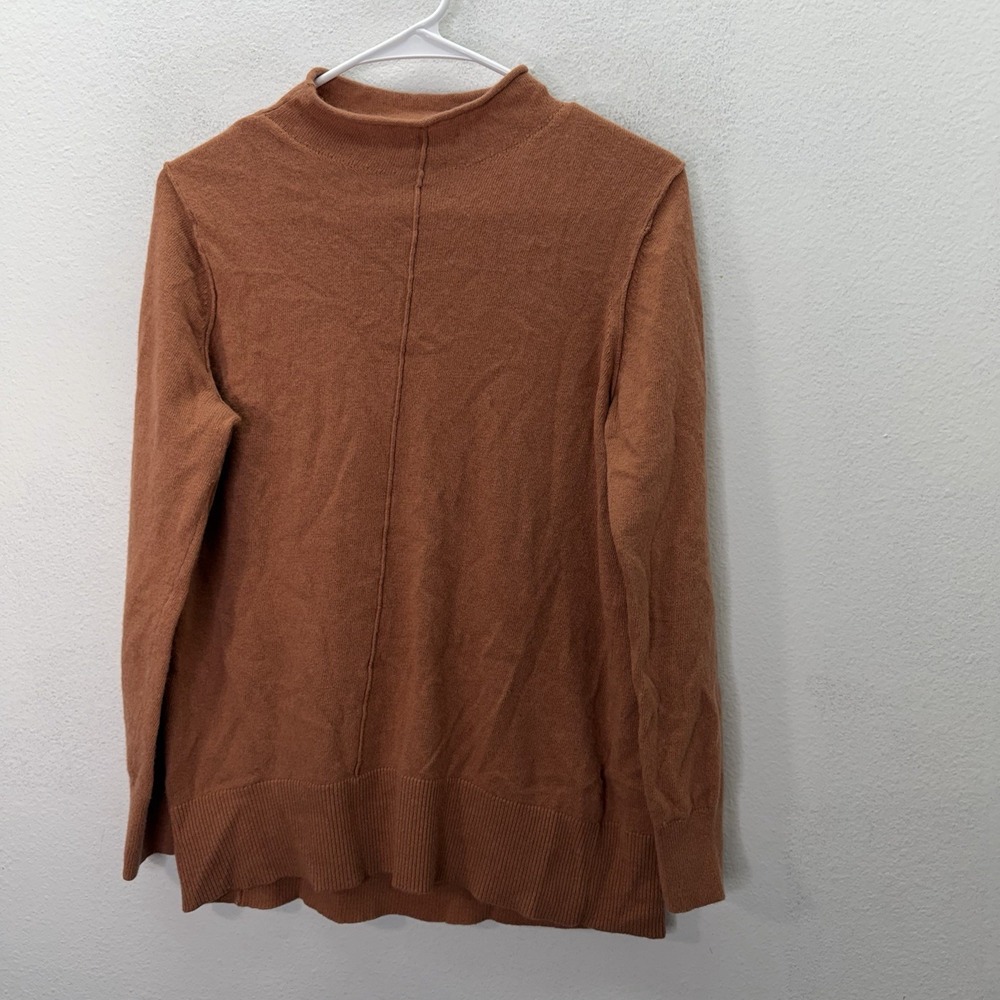 Banana Republic Sweater Orange Italian Wool Cashmere Blend Mock Roll Neck Sz M